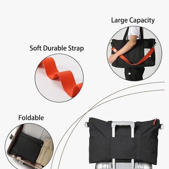 Scandia Home Duffel Bag Black and Orange with Minimalist Design - Picture 5 of 11